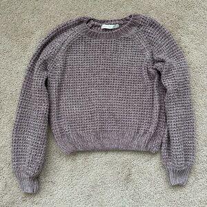 Altar'd State Purple Crew Neck Sweater with Textured Knit